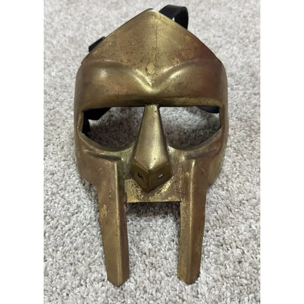 MF DOOM Gladiator Mask Brass Finish Metal Cosplay Helmet Adult Costume